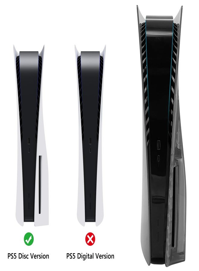 Geekria Transparent Cover Plates Compatible with PS5, PlayStation 5 Console Disc Edition, Hard Shockproof ABS Side Panels, Replacement Shell Gaming Accessories (Black) - Image 3