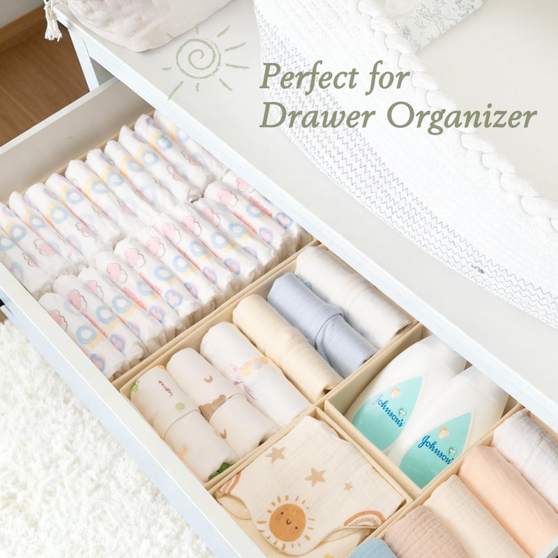 Criusia Drawer Organizer 18-Piece Set, Dresser Organizer for Baby Clothes, Foldable Closet Storage & Drawer Dividers for Underwear, Socks, Nursery (Beige) - Image 5