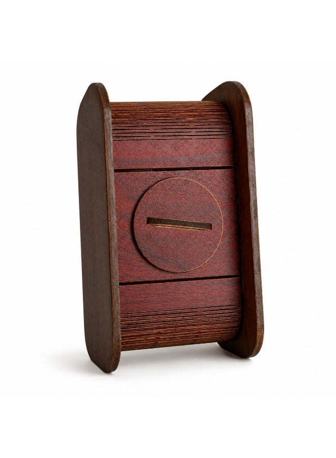 2-Piece Wooden Set: Brown Wooden Piggy Bank + White Wooden Gift Basket - Image 2