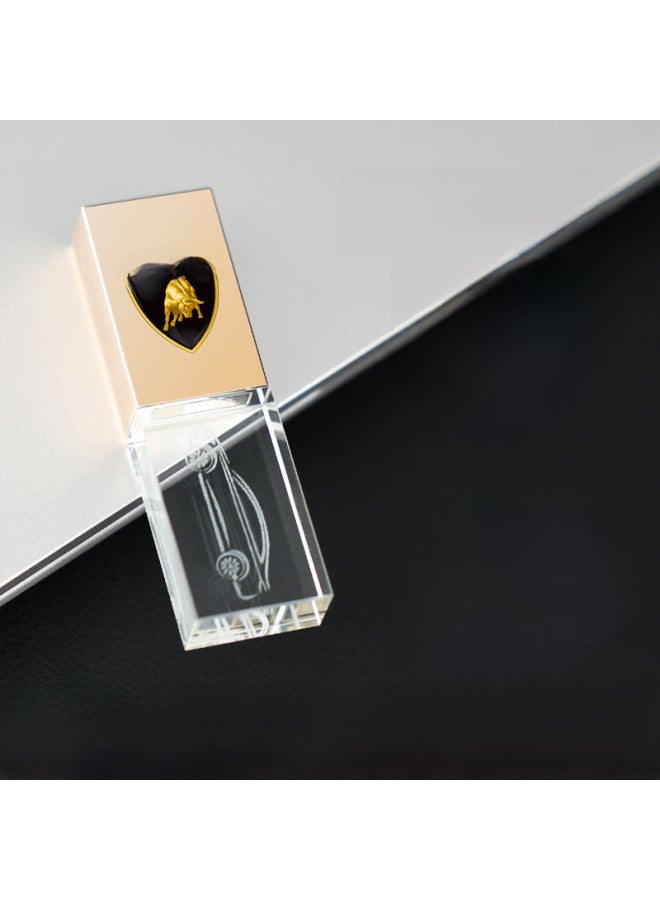 Loquat Crystal U Disk Logo Pattern Custom Enterprise School Forum Annual Meeting Business Gifts Luminous Car U Disk Lettering-Color:Crystal Usb Plate-rose Gold-opp Bag-Capacity:128GB - Image 2