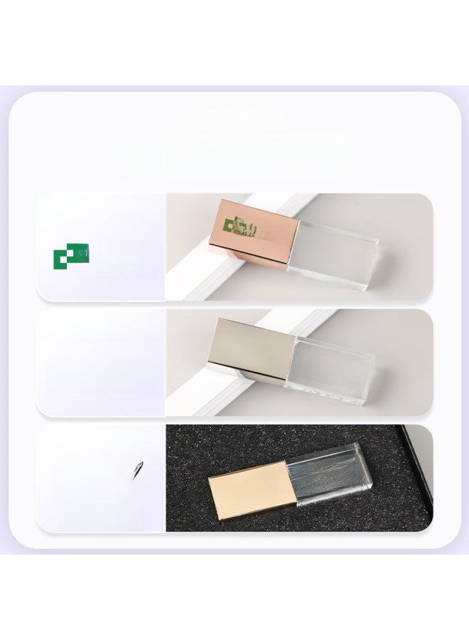 Loquat Crystal U Disk Logo Pattern Custom Enterprise School Forum Annual Meeting Business Gifts Luminous Car U Disk Lettering-Color:Crystal Usb Plate-rose Gold-opp Bag-Capacity:128GB - Image 4
