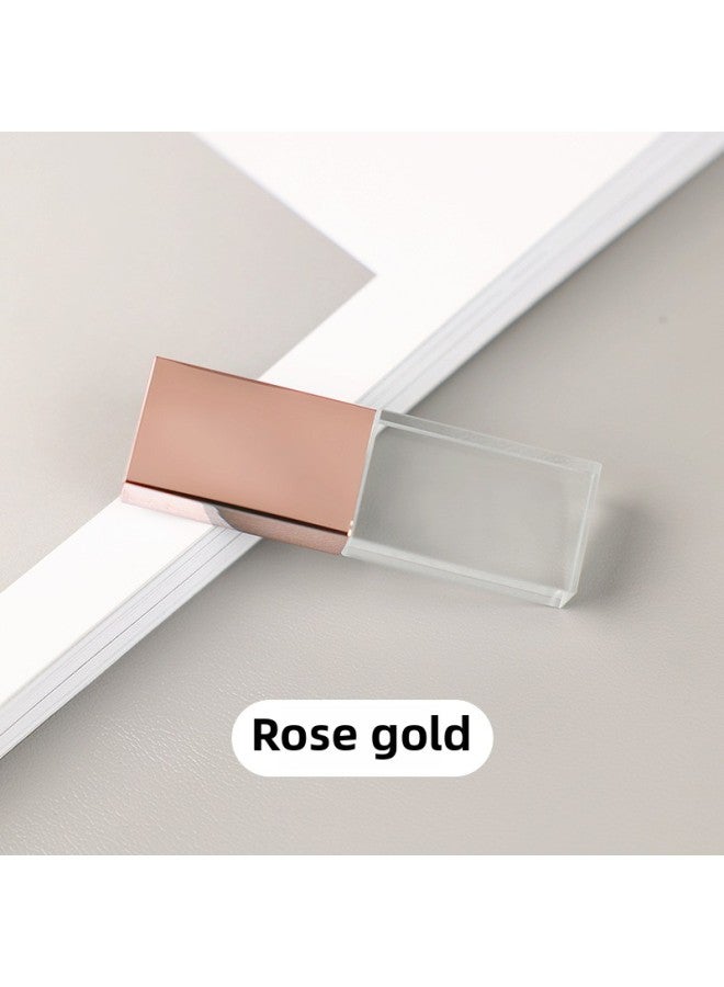Loquat Crystal U Disk Logo Pattern Custom Enterprise School Forum Annual Meeting Business Gifts Luminous Car U Disk Lettering-Color:Crystal Usb Plate-rose Gold-opp Bag-Capacity:128GB - Image 1