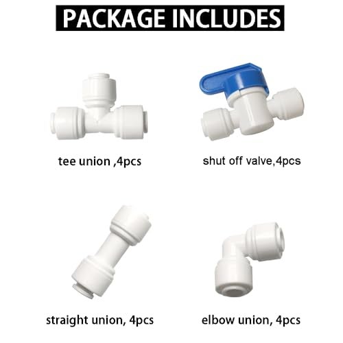 YZMSZ Push to connect water Filtration line tube pipe fittings, 3/8" o.d. tube quick connector 16pcs,for ice maker coffee maker RO water dispenser Misting Cooling system. - Image 2