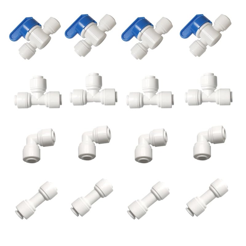 YZMSZ Push to connect water Filtration line tube pipe fittings, 3/8" o.d. tube quick connector 16pcs,for ice maker coffee maker RO water dispenser Misting Cooling system. - Image 1