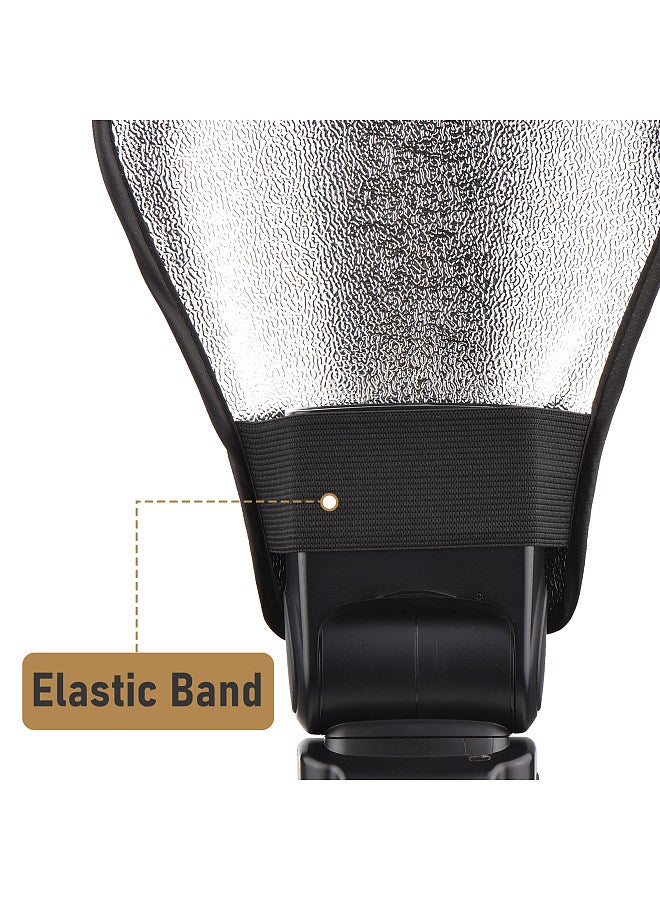 Portable Universal Camera Flash Reflector Speedlite Bounce Diffuser Board with Silver & White Reflective Surface Replacement for Canon Nikon Sony Godox Yongnuo on-Camera Flash  - Image 3
