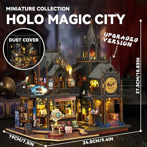 Flever Dollhouse Miniature DIY House Kit Creative Room with Furniture for Romantic Artwork Gift Holo Magic City II - Image 5