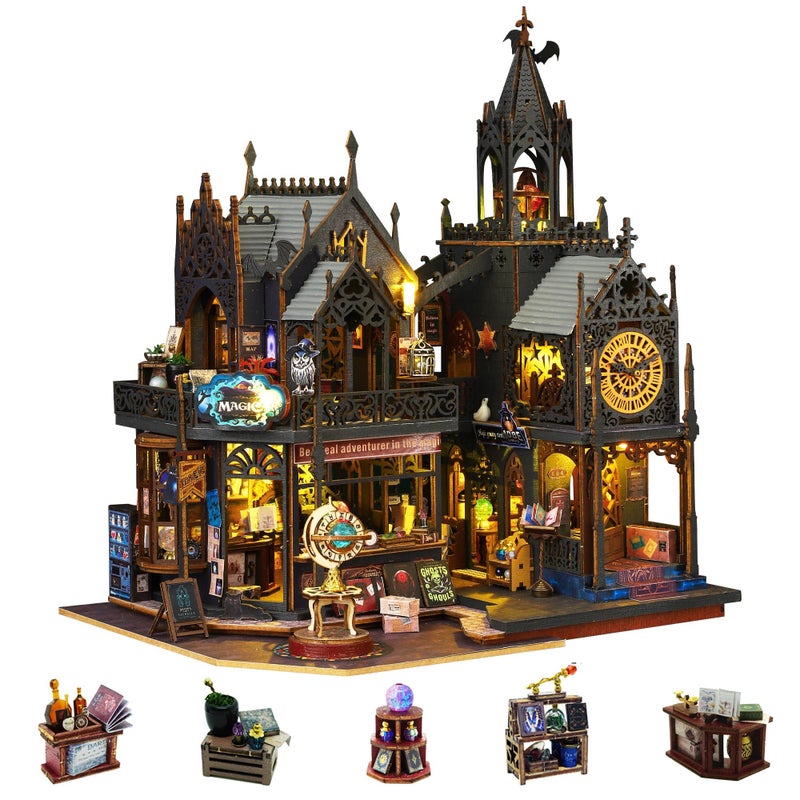 Flever Dollhouse Miniature DIY House Kit Creative Room with Furniture for Romantic Artwork Gift Holo Magic City II - Image 3