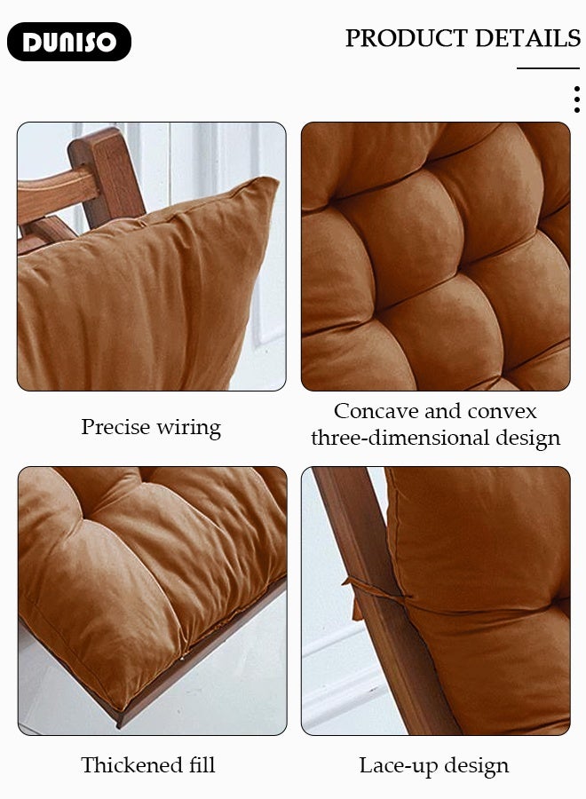 DUNISO Patio Chaise Lounger Cushion，Thicken Soft Recliner Rocking Chair Sofa Seat Cushions with ties， Comfortable Bench Mattress Pad ，Elegant and Tasteful Sanding Sofa Replacement for Outdoor Indoor Home Office Furniture - Image 4