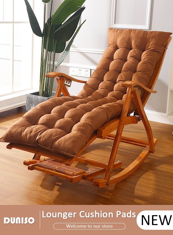 DUNISO Patio Chaise Lounger Cushion，Thicken Soft Recliner Rocking Chair Sofa Seat Cushions with ties， Comfortable Bench Mattress Pad ，Elegant and Tasteful Sanding Sofa Replacement for Outdoor Indoor H