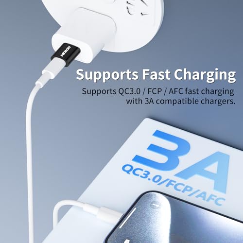 HOWJIM USB to USB C Adapter 2 Pack,PD/QC Fast Charging 5Gbps Data Transfer,Type-C Female to USB3.0 Male OTG Adapter for M-acBook,Pad Pro/Air,Phone 17/16/15 Pro Max,A-pple Watch,G-alaxy,X-peria,A-irpods Black - Image 3