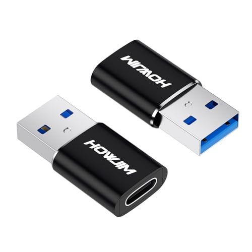HOWJIM USB to USB C Adapter 2 Pack,PD/QC Fast Charging 5Gbps Data Transfer,Type-C Female to USB3.0 Male OTG Adapter for M-acBook,Pad Pro/Air,Phone 17/16/15 Pro Max,A-pple Watch,G-alaxy,X-peria,A-irpods Black - Image 1