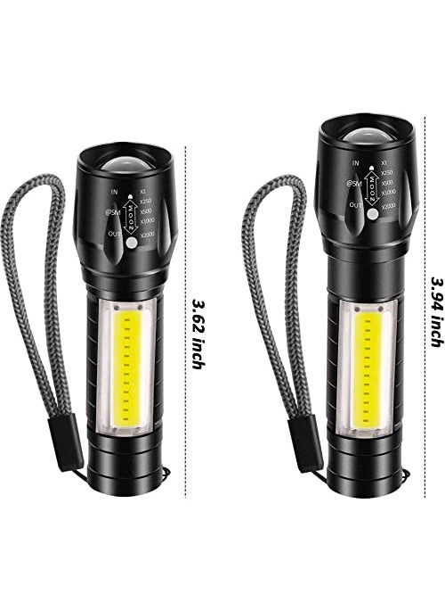 VENEKETY VENEKETY 3W Super Bright XPE COB LED Zoom Aluminium Mini Flashlight Waterproof USB Rechargeable Powerful Torch Torch Black Rechargeable  - Image 2