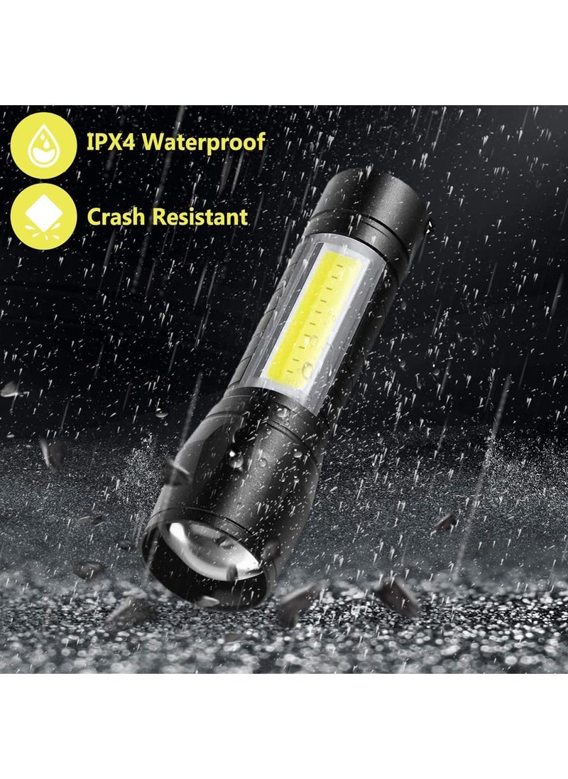 VENEKETY VENEKETY 3W Super Bright XPE COB LED Zoom Aluminium Mini Flashlight Waterproof USB Rechargeable Powerful Torch Torch Black Rechargeable  - Image 3