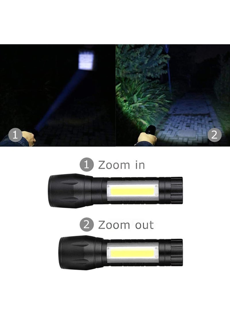 VENEKETY VENEKETY 3W Super Bright XPE COB LED Zoom Aluminium Mini Flashlight Waterproof USB Rechargeable Powerful Torch Torch Black Rechargeable  - Image 5