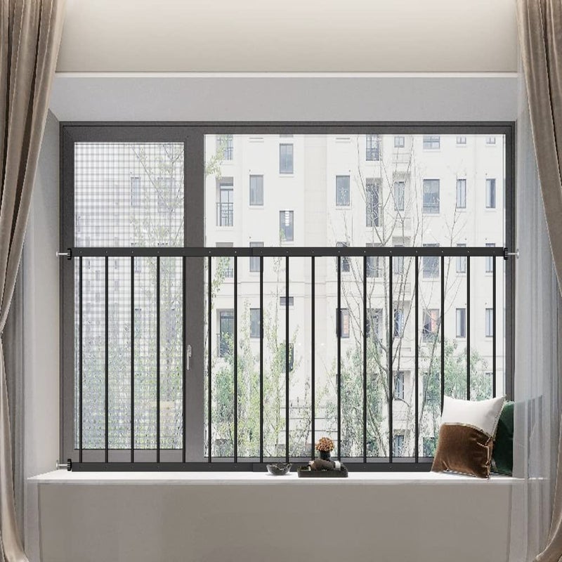 WAOWAO WAOWAO Black Window Safety Guards for Children Kids Child Toddler Pets Proof Extra Wide White Tension Security Window Guard Gate for Home Fit 