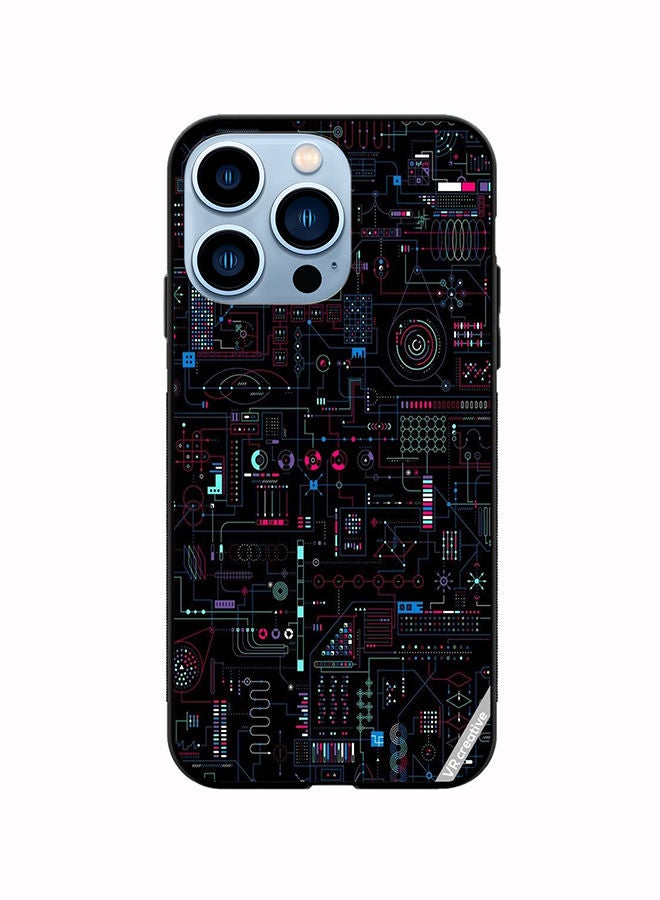 VR CREATIVE غطاء حماية واقٍ لهاتف أبل آيفون 14 برو ماكس بتصميم لوحة الدائرة متعدد الألوان - Image 1