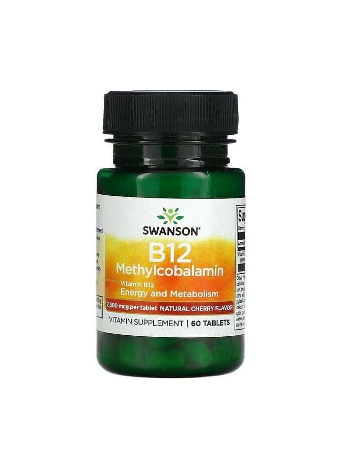SWANSON B12, Methylcobalamin, Cherry, 60 Tablets