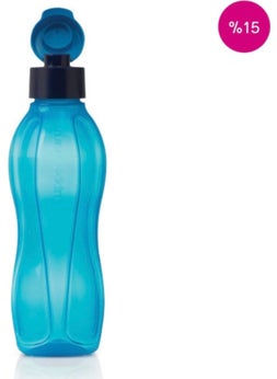Tupperware وعاء شرب بلاستيك 750 مل أزرق بغطاء سهل  - Image 3