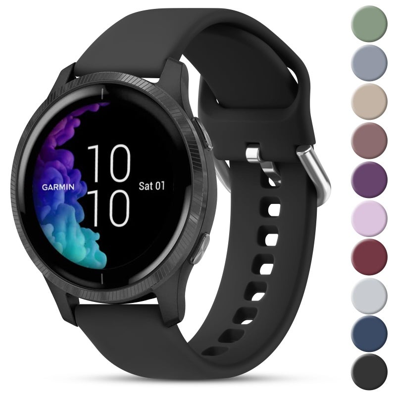 Vanjua Bands Compatible with Garmin Venu 2 Plus / Venu Sq / Venu / Vivoactive 3 Watch Band Women Men, Soft Silicone Sport Replacement Strap for Garmin Vivomove Sport, Vivoactive 3 Music, Forerunner - Image 1