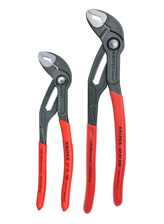 KNIPEX Tools - 2 Piece Cobra Pliers Set (87 01 180 & 87 01 250) (003120V01US), Red - Image 1