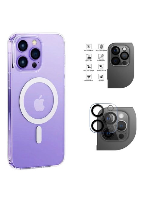Magsafe Wireless Charging Case With Camera Lens Protector For Apple iPhone 14 Pro Clear