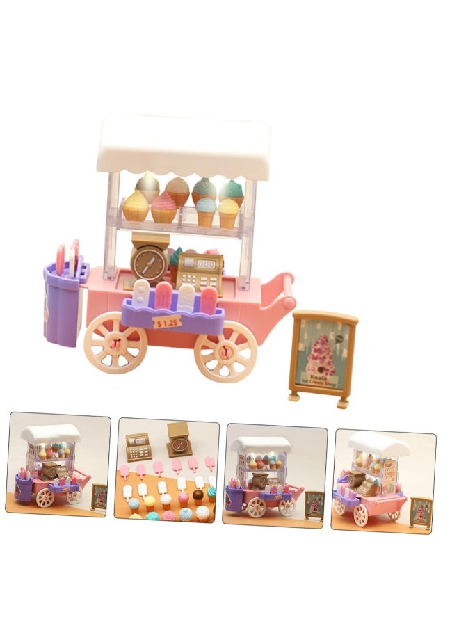 عربة آيس كريم للأطفال بعمر 3 4 5 6 سنوات – لعبة تمثيل الأدوار مزودة بأضواء LED وعجلات متحركة، تشمل مخاريط وبوظة لعبة، ملصقات ديكور، آلة تسجيل نقدي، ميزان، وإكسسوارات حلوى – عربة طعام تعليمية ممتعة مصنوعة من بلاستيك آمن وخالية من BPA – مثالية كهدية أعياد ميلاد أو مناسبات - Image 5