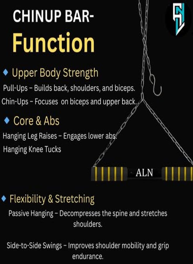 ALN® Height Increase Pull Up Bar for Chin Up Hanging Rod | 120 KG Capacity | Home/Gym Equipment | For Kids Height Increaser | Fitted with Heavy Duty Chain Sangal | Best Exerciser for Kids - Image 3