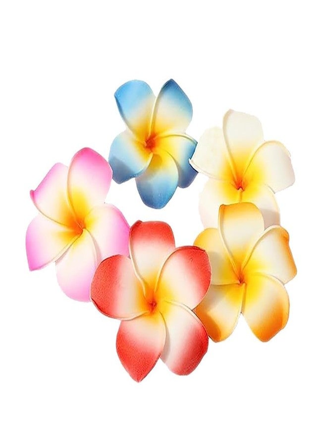Sluswallow 10 Pcs Multicolor Hawaii Plumeria Flower Clips Hawaiian Flower Hair Barrettes Beach Party Hair Clips Artificial Tropical Hairpins for Wedding 7cm and Barrettes - Image 1