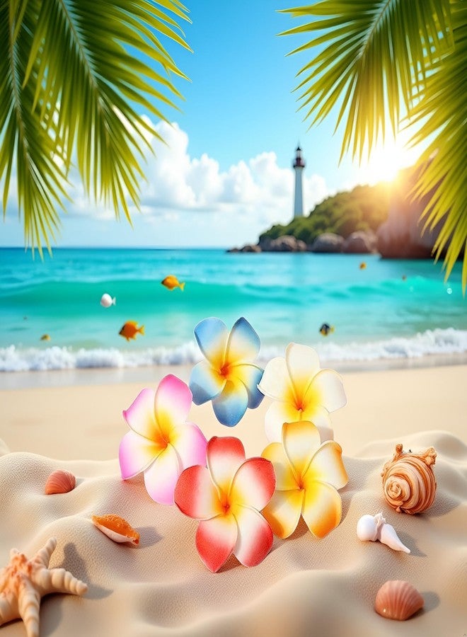 Sluswallow 10 Pcs Multicolor Hawaii Plumeria Flower Clips Hawaiian Flower Hair Barrettes Beach Party Hair Clips Artificial Tropical Hairpins for Wedding 7cm and Barrettes - Image 5
