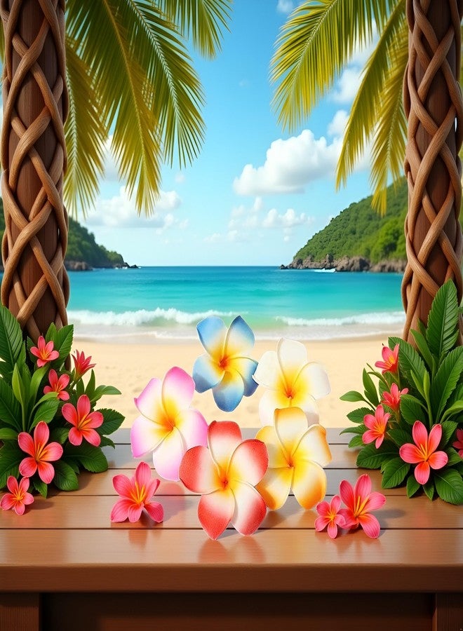 Sluswallow 10 Pcs Multicolor Hawaii Plumeria Flower Clips Hawaiian Flower Hair Barrettes Beach Party Hair Clips Artificial Tropical Hairpins for Wedding 7cm and Barrettes - Image 2
