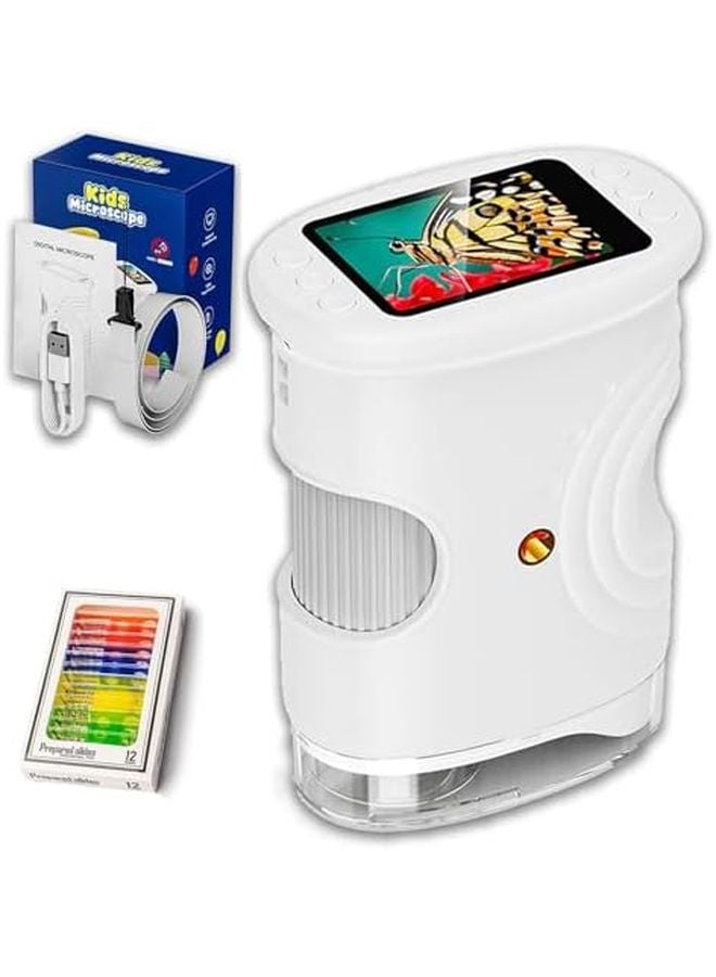 2025 Upgraded 1000X Handheld Microscope For Kids With 4K 2 Inch Screen White - Image 2