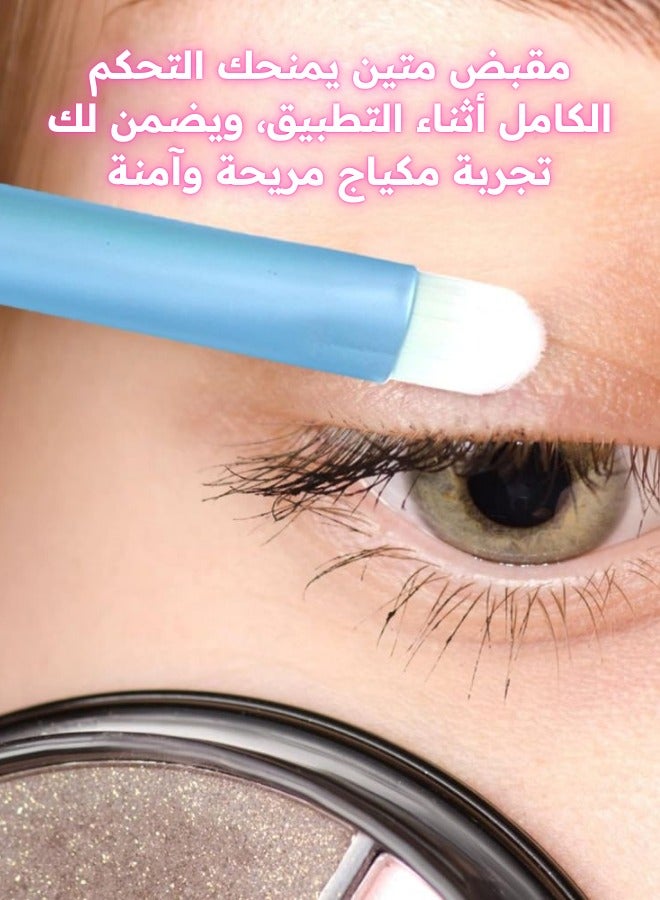 Portable Makeup Brush Set – 1 Set Nano Fiber & Wool Bristles with Aluminum Tube, Compact Applicator Sticks for Foundation, Blending, Powder & Eyeshadow (Blue) - Image 3