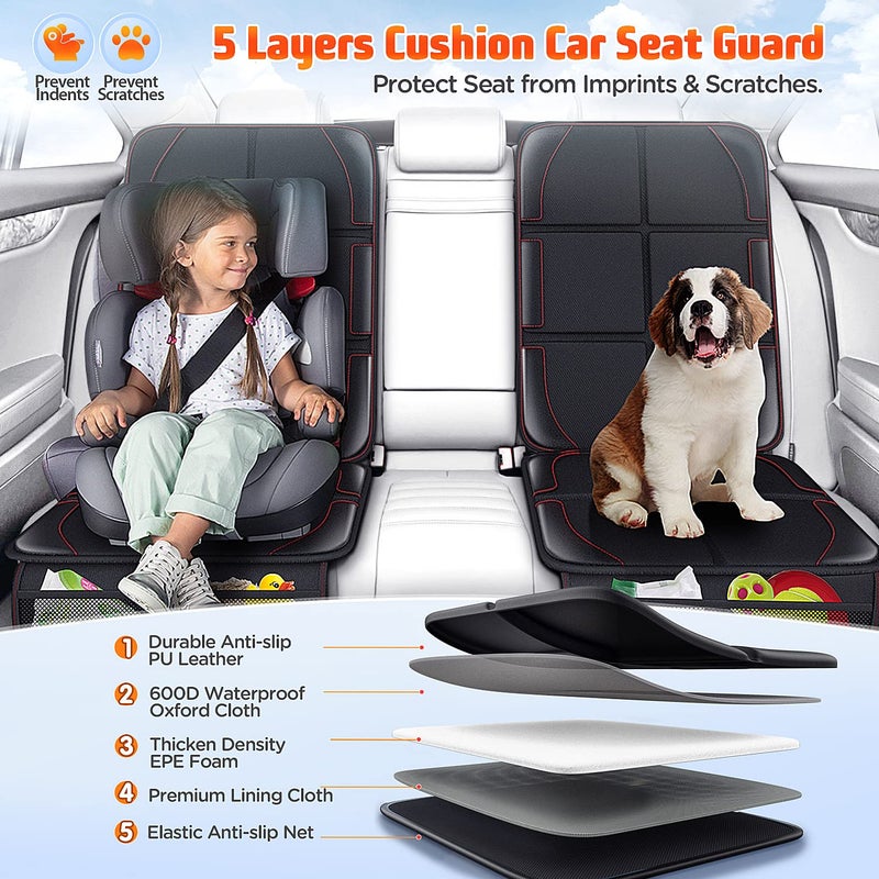 Gimars Car Seat Protector, 2 Pack, Waterproof 600D Fabric Carseat Protector Car Seat Cover for Child Car Seat with Nonslip Backing Mesh Pockets for Baby and Pet SUV Sedan Truck Leather Seats - Image 5
