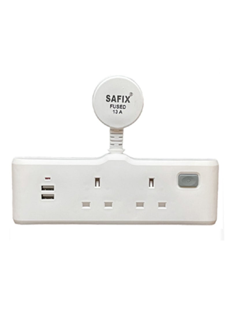 Safix محول تمديد طاقة متعدد المكونات مع 2 مقبس USB للحائط للسفر والمكتب والمنزل، أبيض  - Image 1
