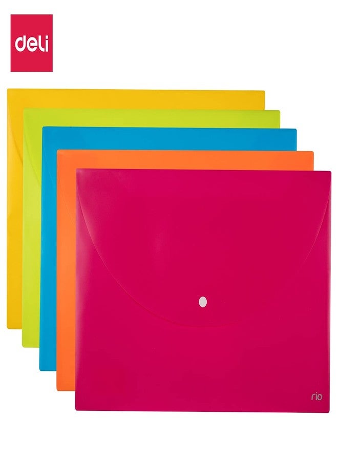 Deli EF10202 FC File Bag | Transparrent Body Snap Button Folder (Body Color May Vary, Pack of 6) - Image 5