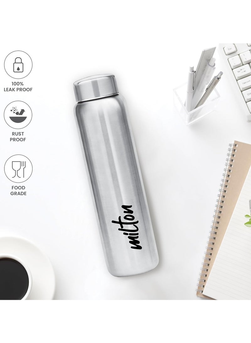 MILTON Aqua 1000 Stainless Steel Water Bottle 950 ml Silver Leak Proof Office Bottle Gym Bottle Home Kitchen Hiking Treking Bottle Travel Bottle (Pack of 1)
