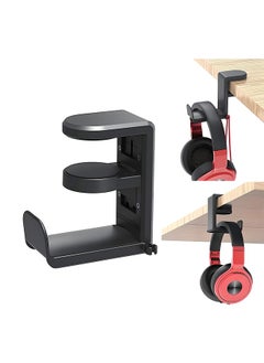 360° Rotating Headphone Holder, PC Gaming Headset Headphone Hook Holder Hanger Mount, Anti-Slip Headphone Stand, Anti-Slip Base, Under Desk Design Suitable for Gaming Room, Study Room, Office