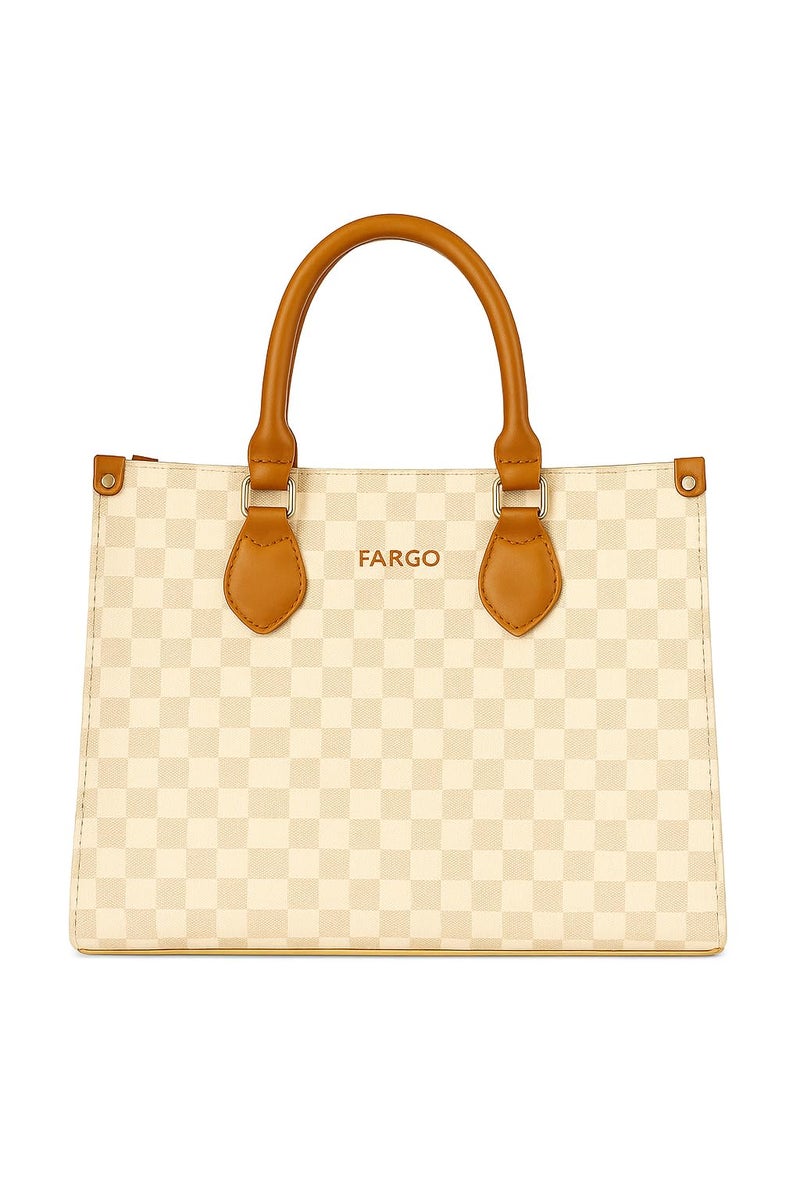 Fargo Noble Tote Bag for Women | Large Vegan Leather Handbag with RFID Pockets, Zip Closure, Premium Look | Office, College, Party Use | Stylish Shoulder Tote | Made in India (Beige) - Image 1
