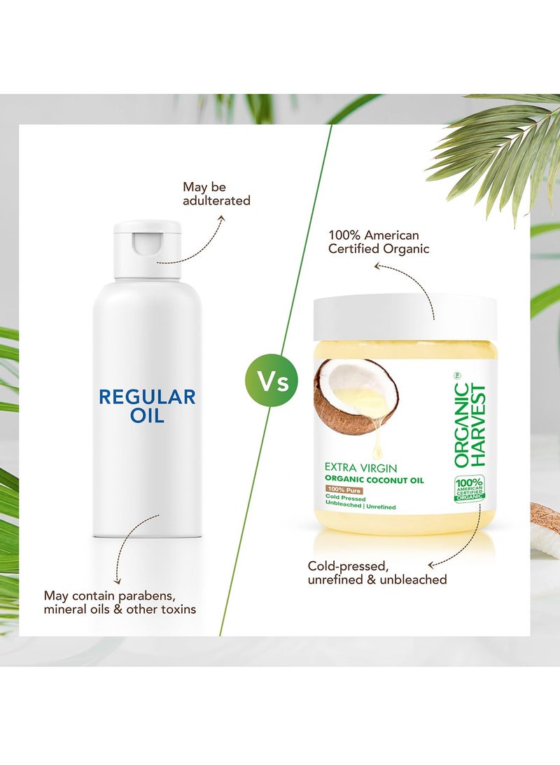 Organic Harrvest Organic Harvest Extra Virgin Organic Coconut Oil 100% Pure  For Hair and Skin Coconut Virgin Oil for Baby Massage 100% American Certified Organic Paraben AND Sulphatefree 200ml - Image 2