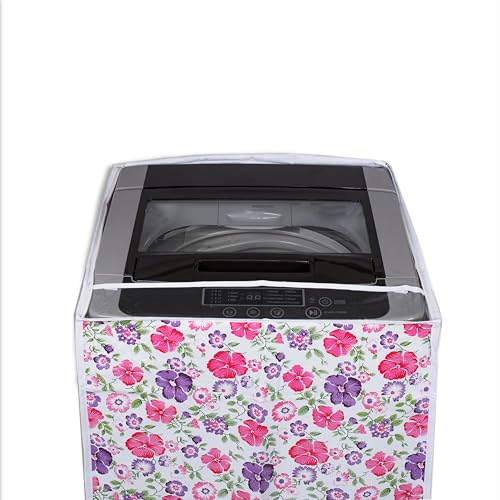 Classic® Top Load Washing Machine Cover Suitable For Haier 6 Kg, 6.2 Kg, 6.5 Kg (54cmsX54cmsX85cms, White & Pink Flower) - Image 2