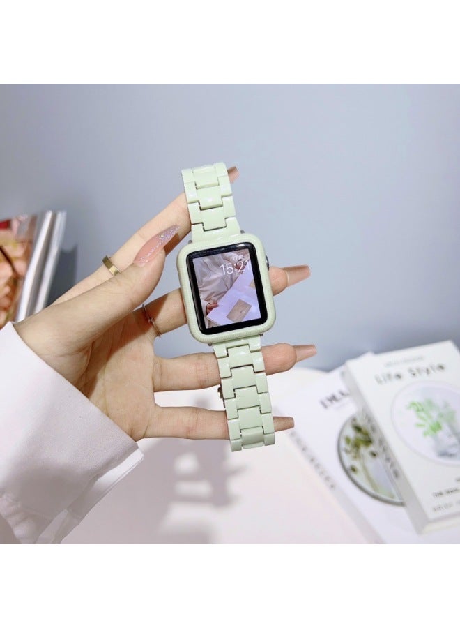 Loquat Suitable For Applewatch Candy Strap Iwatch7 Color Resin Three Strains S8 Strap For Apple Watch 6/5-Color:Mint Green Case-Exterior Dimension:38mm  - Image 1