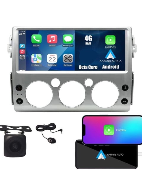 Android Car Stereo For Toyota FJ Cruiser 2008-2020 12.3 Inch 4GB RAM Support Apple Carplay Android Auto Wireless QLED Touch Screen DSP Fast Interface AHD Camera Included SIM Card Support Bluetooth