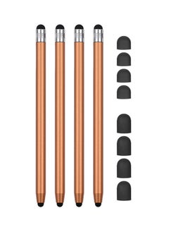 NIBEMINENT 4-Piece Universal Touchscreen Stylus Pen For All Tablets With 8 Extra Replaceable Soft Rubber Tips Gold  - Image 1