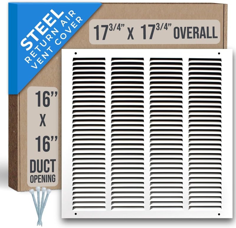 Handua Steel Return Air Grille for 16"x16" Duct Opening - White - Image 1