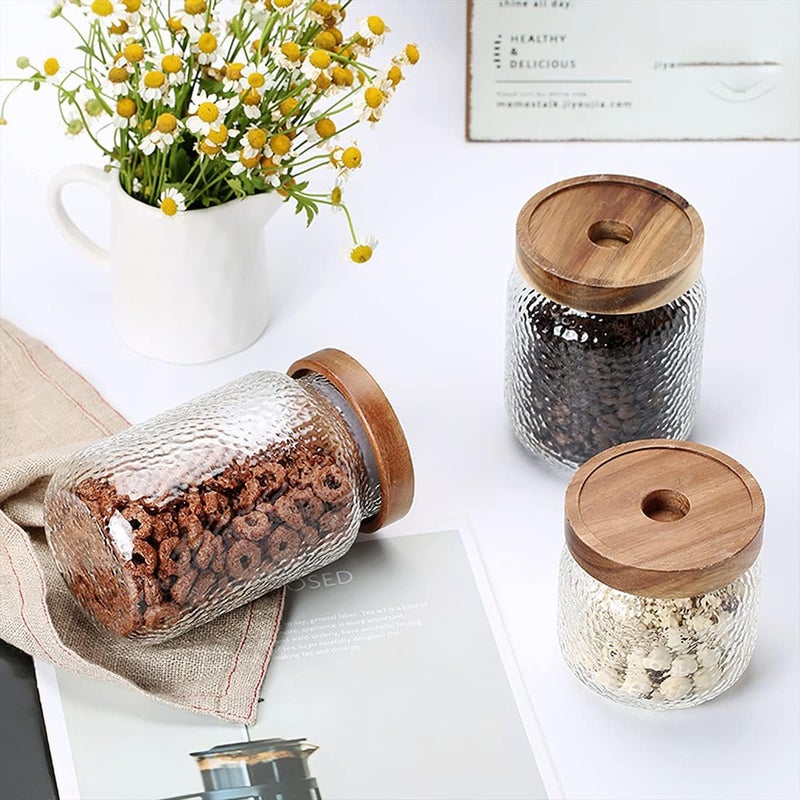 RareCi Glass Storage Jar, Food Storage Container Airtight Food Jars with Bamboo Wooden Lid, Kitchen Canisters For Tea,Coffee Bean,Sugar,Candy,Cookie,Spice, Perfect as a Cereal Dispenser (500ml(17ounce)) - Image 3