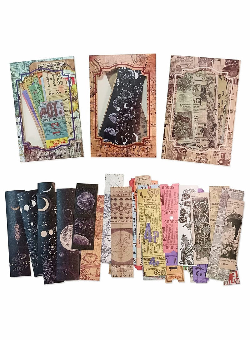 Luckam 120 Pcs Stickers for Journaling Decorative Sticker for Scrapbooking Album Junk Journal Planners Calendars and Notebook Kid DIY Arts Crafts Old Newspaper Bills Space Voyage - Image 1