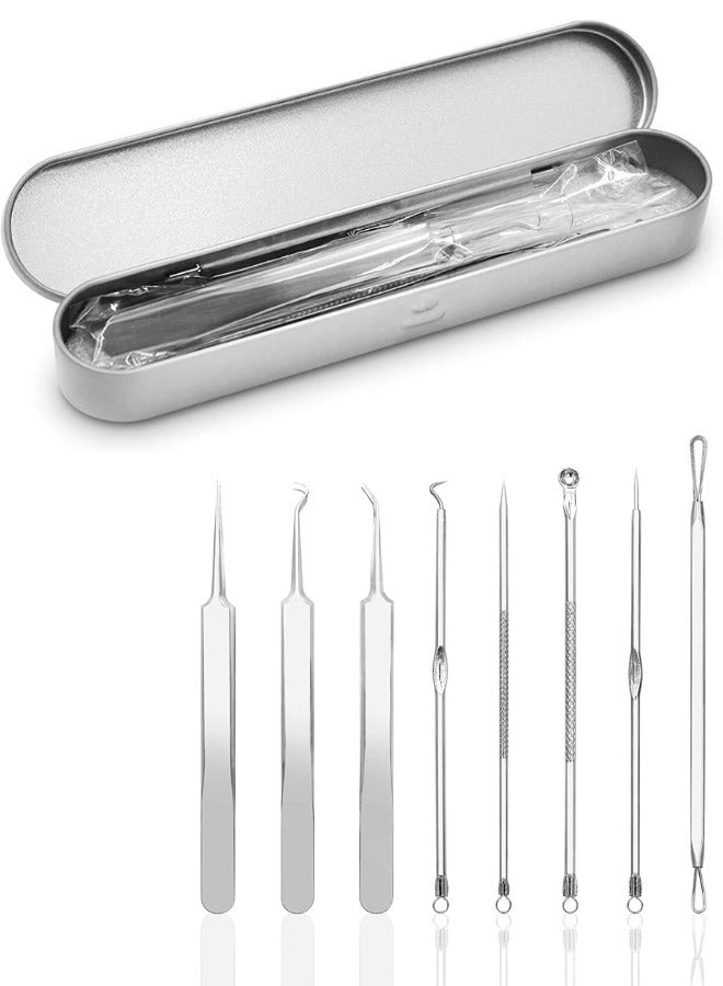 Chase Up Blackhead Remover Pimple Popper Tool Kit, 8 PCS Acne Blemish Pimple Extractor Needle, Facial Comedone Clip, Blackhead Tweezer, for Ingrown Hair Removal in Metal Case - Image 2