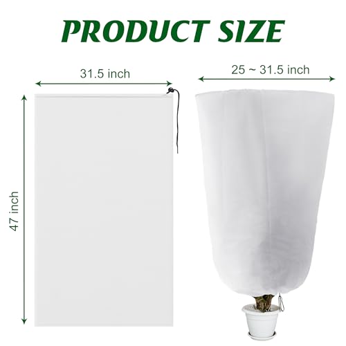Alpurple 3 Packs Winter Drawstring Plant Covers - 47" X 31.5" Warm Plant Protection Cover Bags, Frost Cloth Blanket Protecting Fruit Tree Potted Plants from Freezing Animals Eating - Image 2