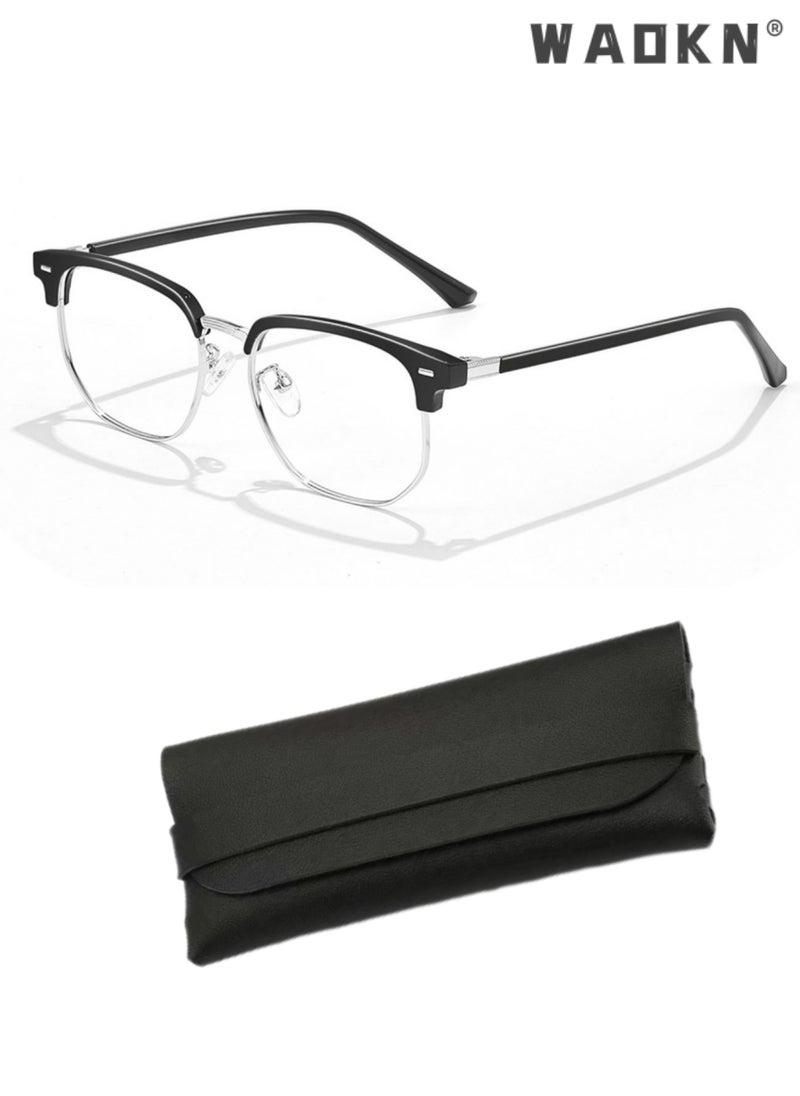 WAOKN Blue Light Blocking Glasses Blue Light Filter Computer Reading Gaming TV Phones Browline Eyeglasses Fashion Anti Eyestrain Headache Eyewear for Men Women，Eyeglass Suitable for Computer & Gaming  - Image 1