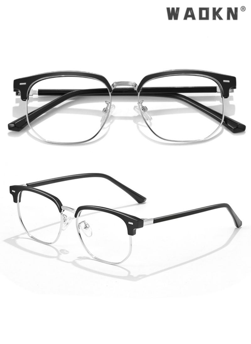 WAOKN Blue Light Blocking Glasses Blue Light Filter Computer Reading Gaming TV Phones Browline Eyeglasses Fashion Anti Eyestrain Headache Eyewear for Men Women，Eyeglass Suitable for Computer & Gaming  - Image 3
